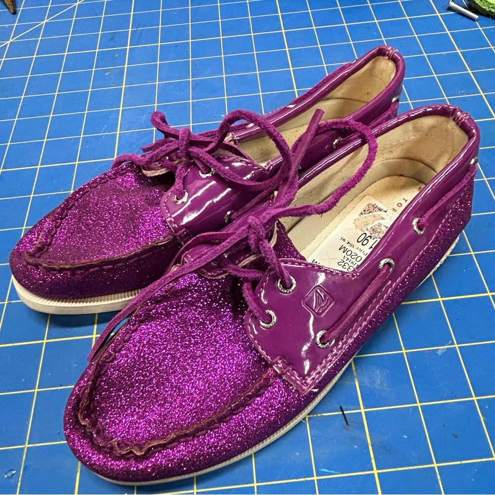 Sperry Pink Sparkle Topsiders - Girls Size 2